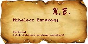 Mihalecz Barakony névjegykártya